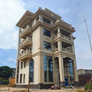 承德 黄金麻花岗岩石材别墅外墙干挂搭配（雕花栏杆花瓶柱门楼罗马柱）