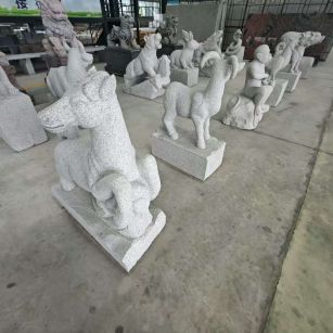 承德 芝麻白花岗岩造型立体雕刻——十二生肖