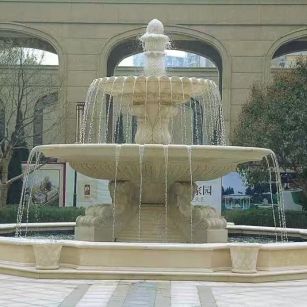 承德 黄金麻花岗岩异型加工——户外庭院石雕流水喷泉