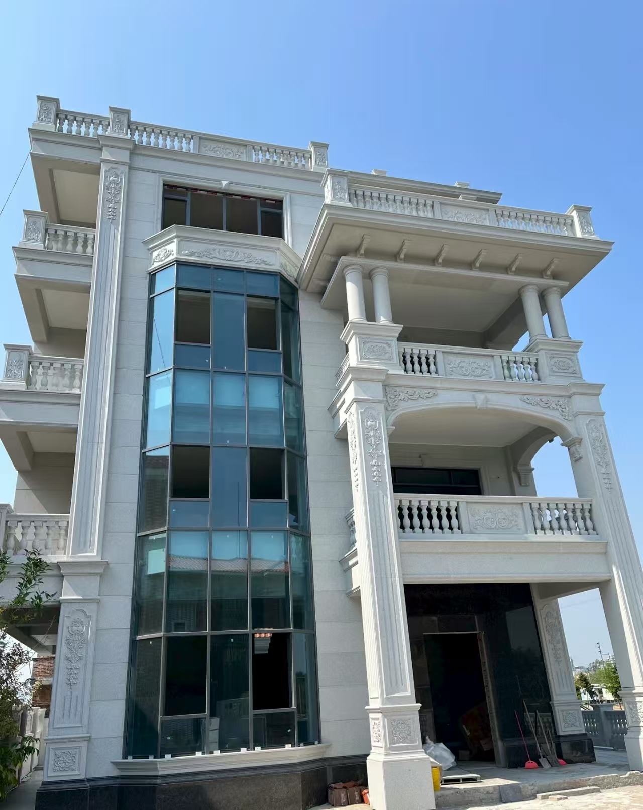 承德 白麻花岗岩别墅外墙干挂效果展示